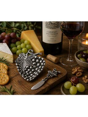 Nickel-Plated Grape Dish & Ivy Spreader Gift Set by Star Home